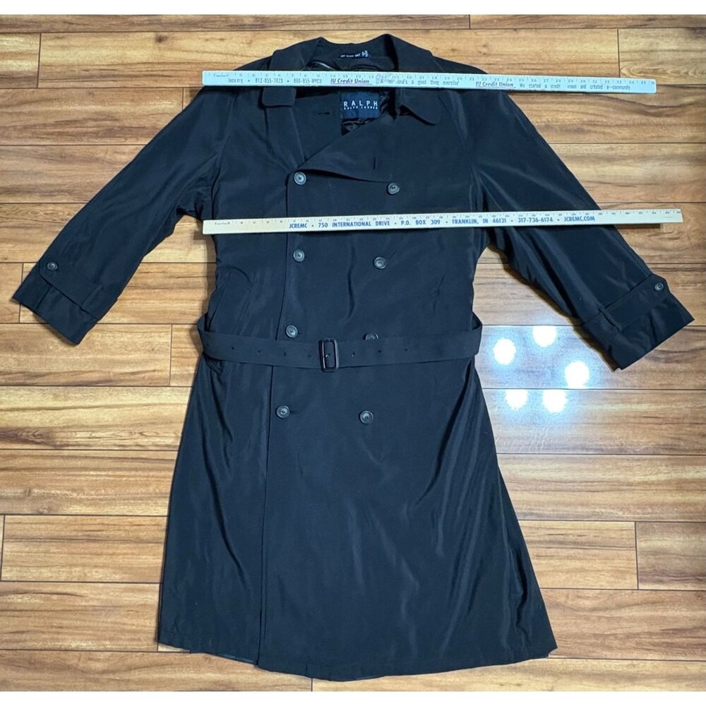 Vtg Ralph Lauren Trench Coat 44 Wool Bld Black Double-Breasted Belt Lined Men's - Picture 6 of 12